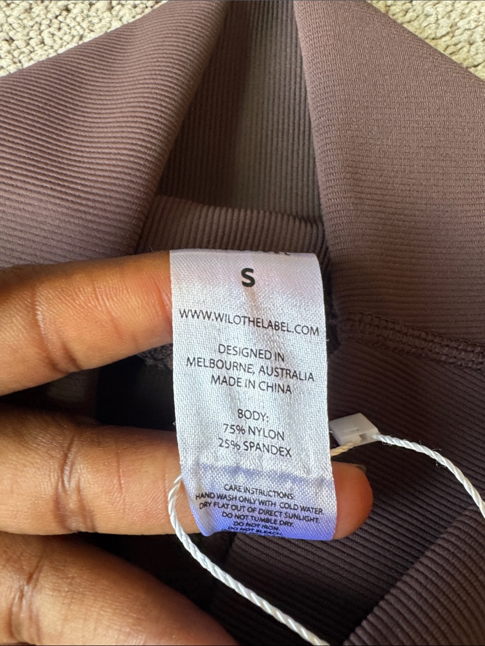 Wilo The Label Brown Ribbed High Rise Performance Leggings NWT SIZE S - Picture 4 of 7